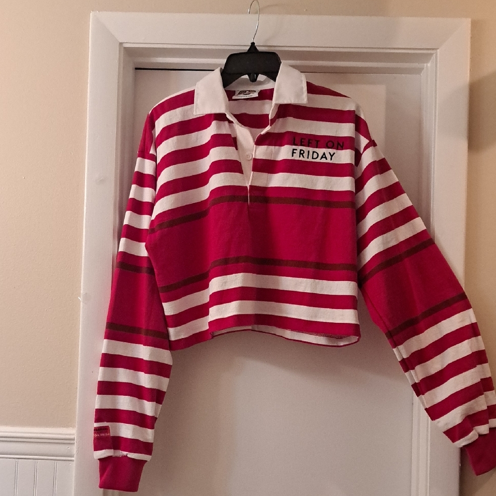 Barbarian Rugby Wear Striped Red and White Rugby Shirt LNWOT SzS